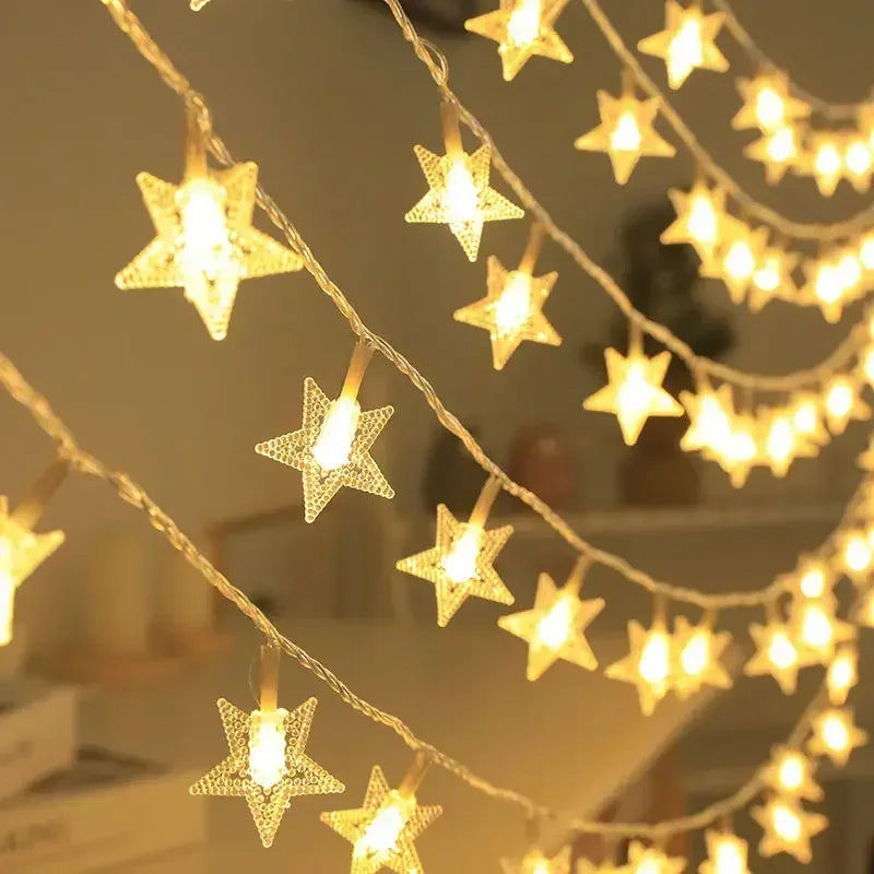 LED String Lights Outdoor Star Chain Lights Garland Lights Bulb Fairy Lights Party Home Wedding Garden Christmas Decor