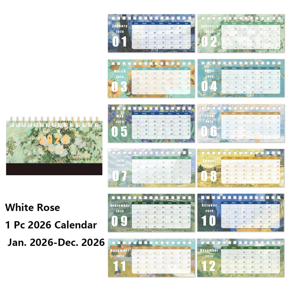 2026 Vintage Art Desk Calendar with Memo Notes