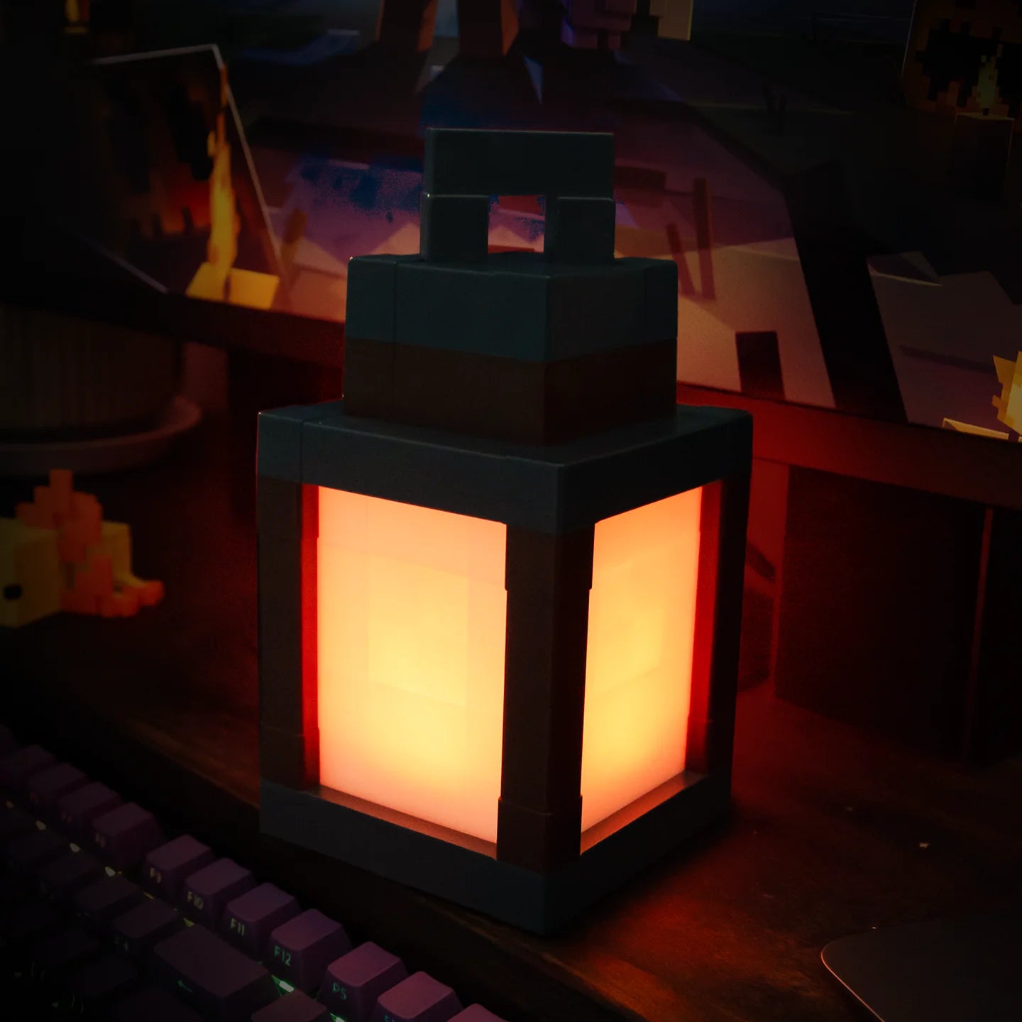 Pixel Style LED Night Light – 16-Color Retro Lantern Decor