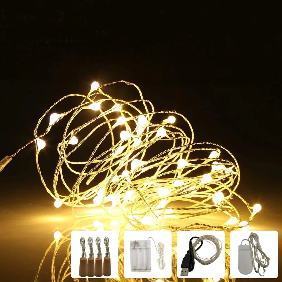 Versatile LED Garland Lights 1m-10m – Battery or USB Powered Fairy Lights