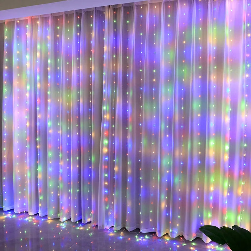 Festive LED Curtain String Lights – 8 Modes USB Powered Fairy Lights for Christmas & Holiday Decor