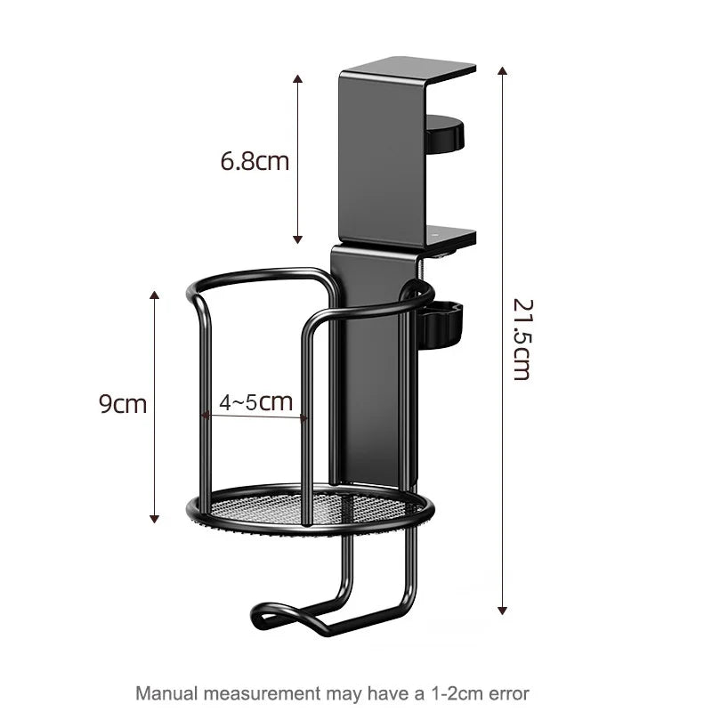 Clamp-On Desk Cup Holder – 360° Rotating No-Drill Drink Holder
