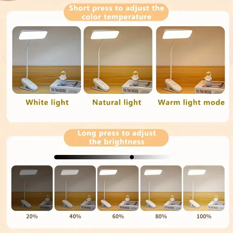 Clip-On LED USB Desk Lamp – Flexible Reading Light for Desk & Bed