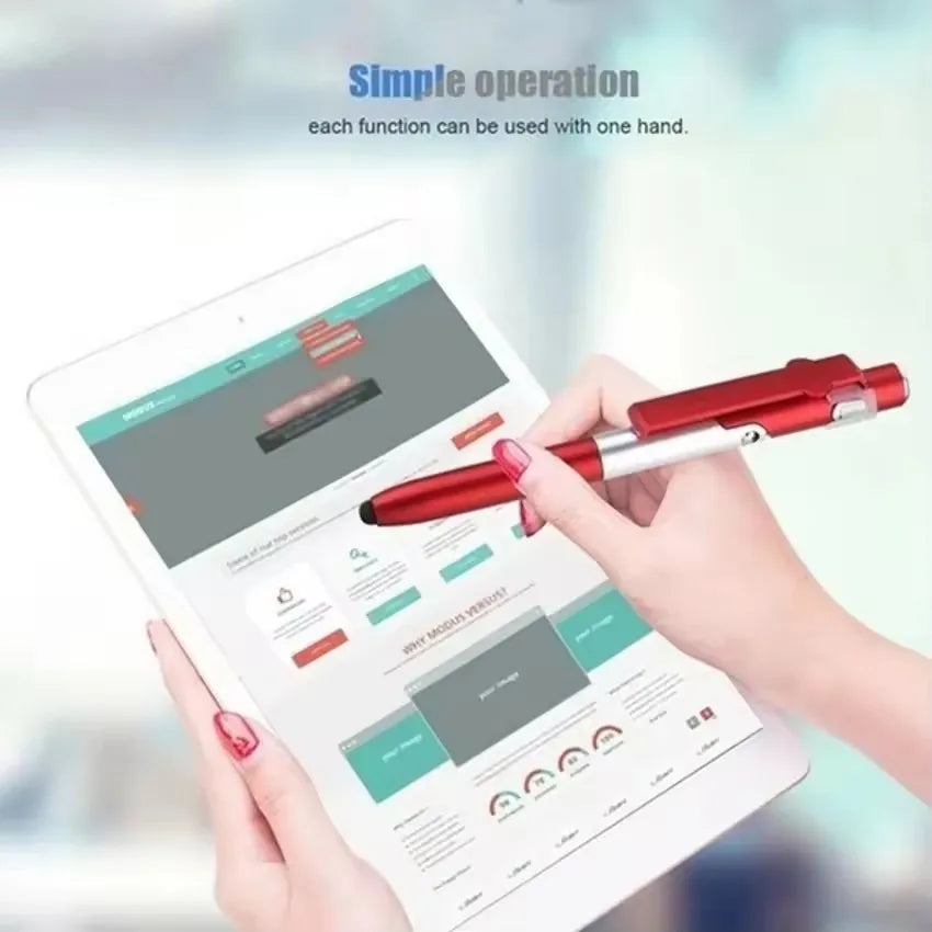 4-in-1 Multifunction Pen – LED Light, Phone Stand & Stylus