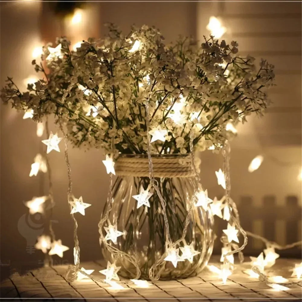 Enchanting Star Fairy String Lights – LED Garland Lights for Garden, Wedding & Holiday Decor
