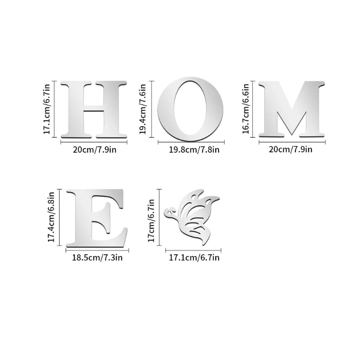 HOME 3D Mirror Letter Wall Stickers – Reflective Entryway Decor