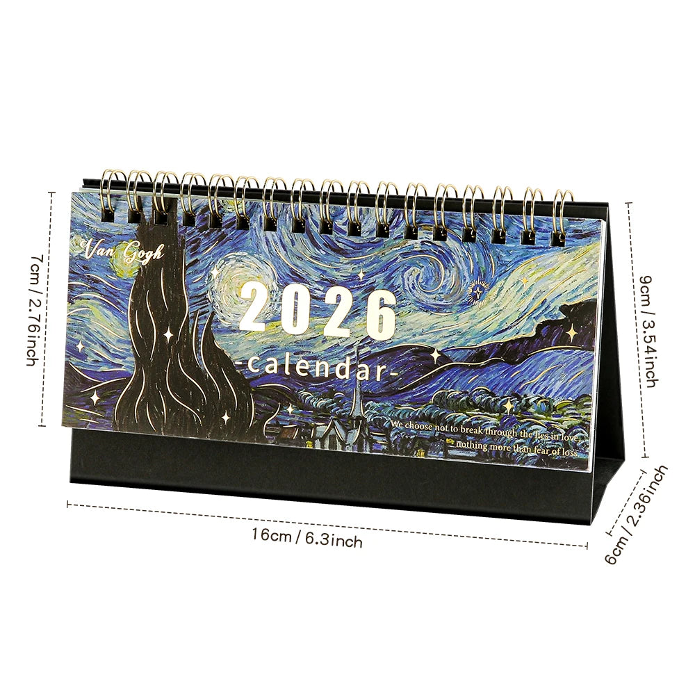 2026 Vintage Art Desk Calendar with Memo Notes