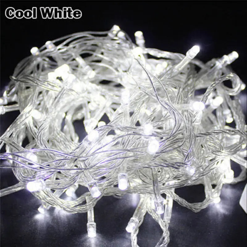 Holiday LED String Lights Outdoor Use 10/20/50m 220V EU/US Plug LED String Lights for Parties, Holidays, and Wedding Decorations