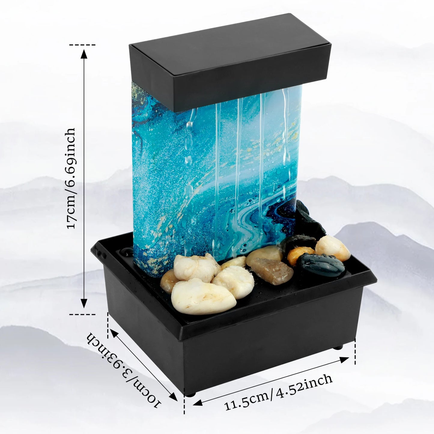 Desktop Waterfall Relaxation Fountain – LED Meditation Decor