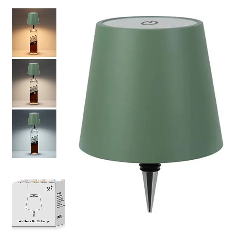 Wireless Rechargeable Bottle Table Lamp – Touch Dimming Mood Light