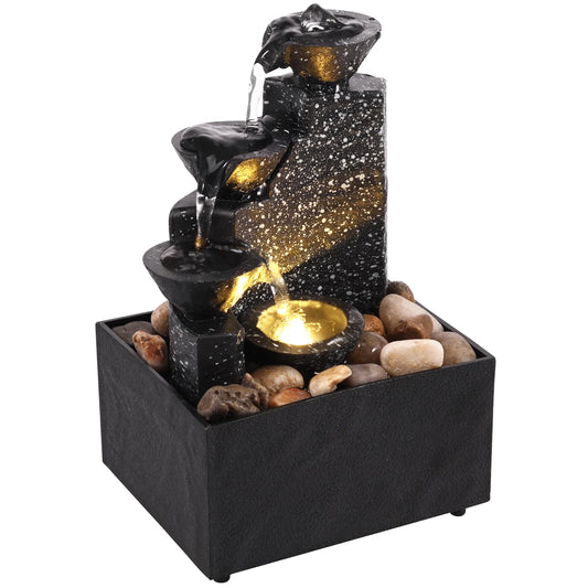 Desktop Waterfall Relaxation Fountain – LED Meditation Decor