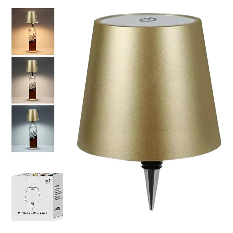 Wireless Rechargeable Bottle Table Lamp – Touch Dimming Mood Light
