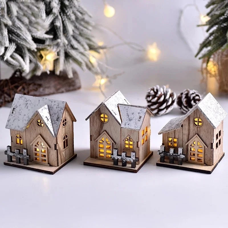 LED Light-Up Wooden Christmas Cabin – Festive Home Decor
