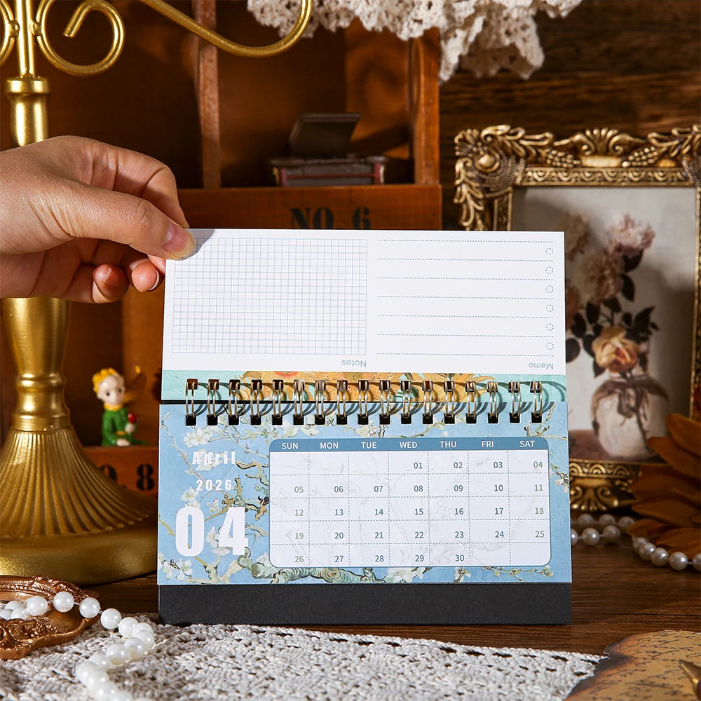 2026 Vintage Art Desk Calendar with Memo Notes