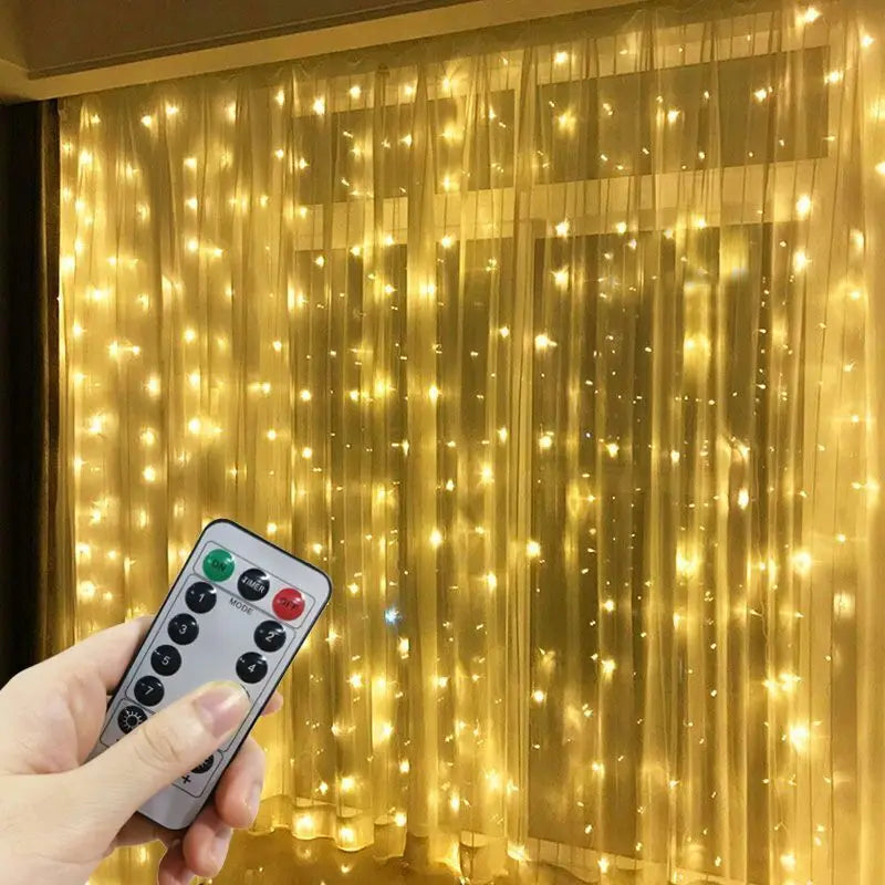 LED Curtain String Fairy Lights – USB 8-Mode Remote Control