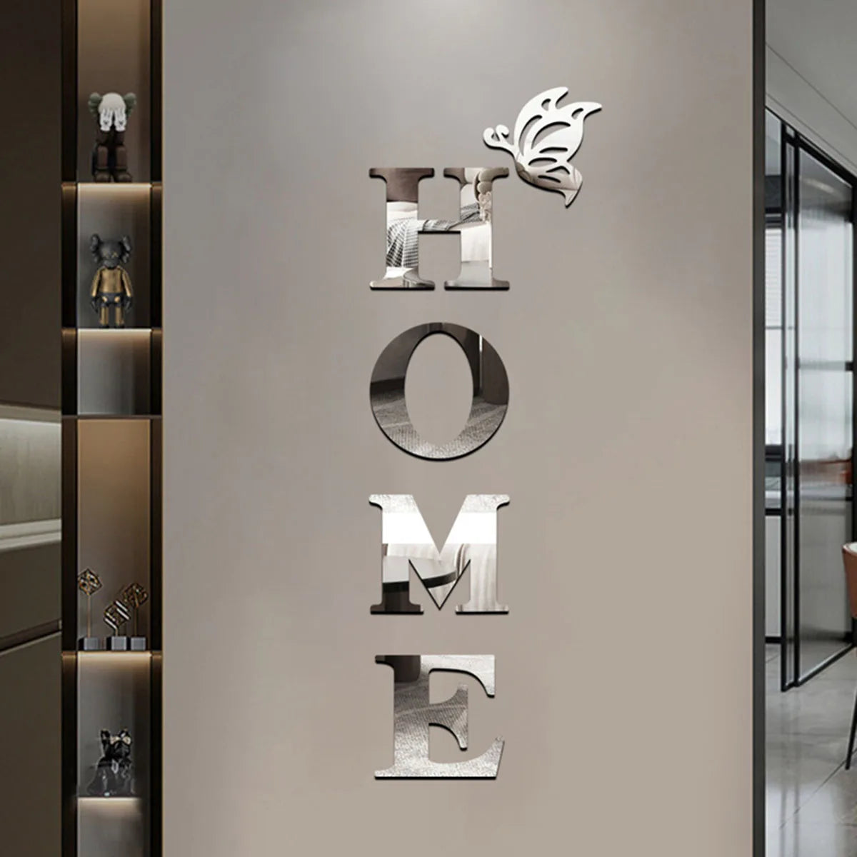 HOME 3D Mirror Letter Wall Stickers – Reflective Entryway Decor