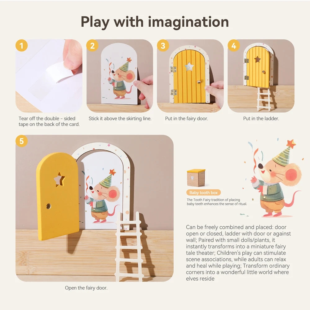 Wooden Fairy Door Wall Decor – Magical Kids Room Ornament