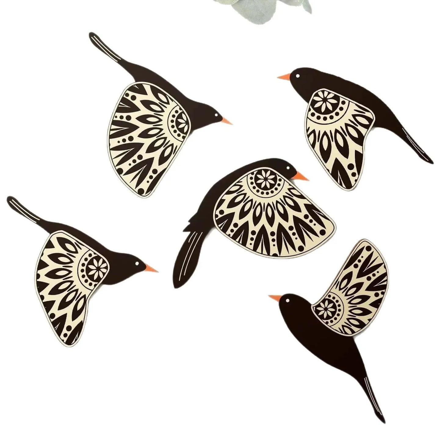 Wooden Bird Silhouette Wall Art Set – 5-Piece Vintage Home Decor