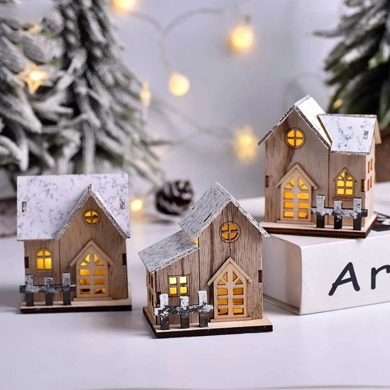LED Light-Up Wooden Christmas Cabin – Festive Home Decor