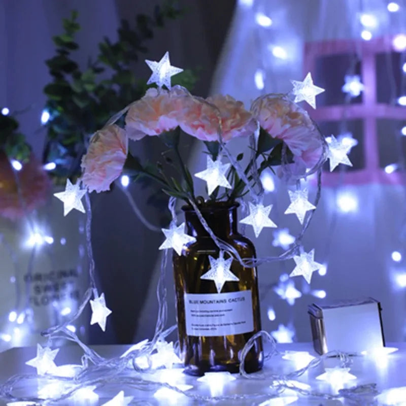 LED String Lights Outdoor Star Chain Lights Garland Lights Bulb Fairy Lights Party Home Wedding Garden Christmas Decor