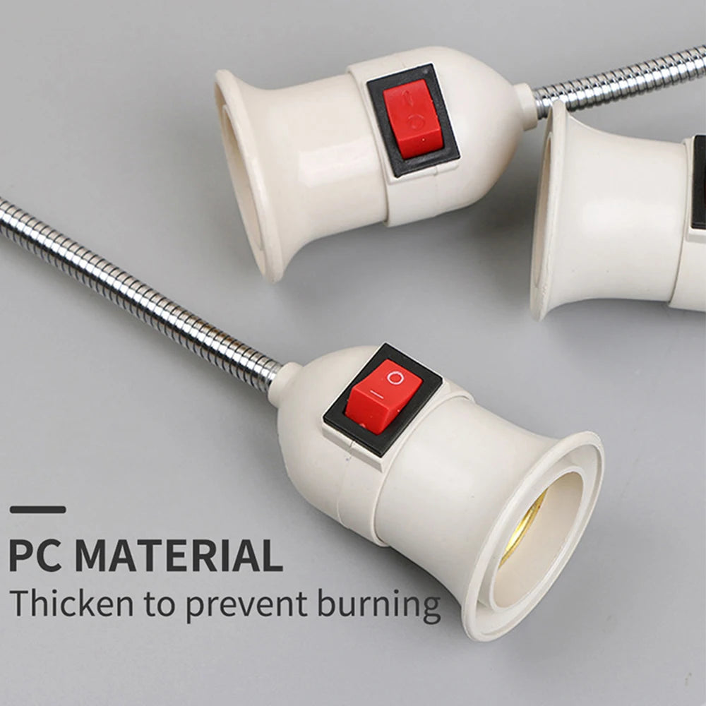 E27 Plug-In Rotary Lamp Socket Converter with On/Off Switch