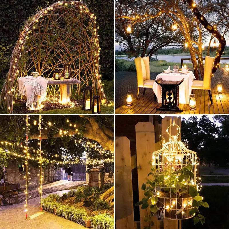 Solar-Powered Outdoor Garden Twinkle Fairy Lights – Waterproof LED String Lights 6m-33m