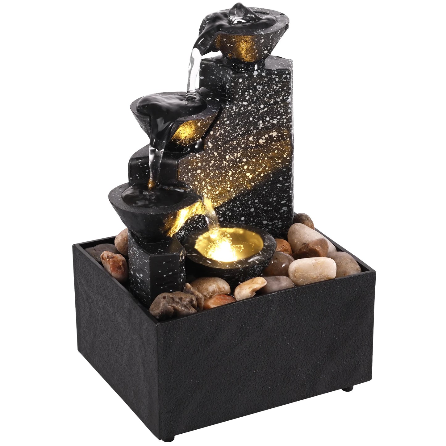 Desktop Waterfall Relaxation Fountain – LED Meditation Decor