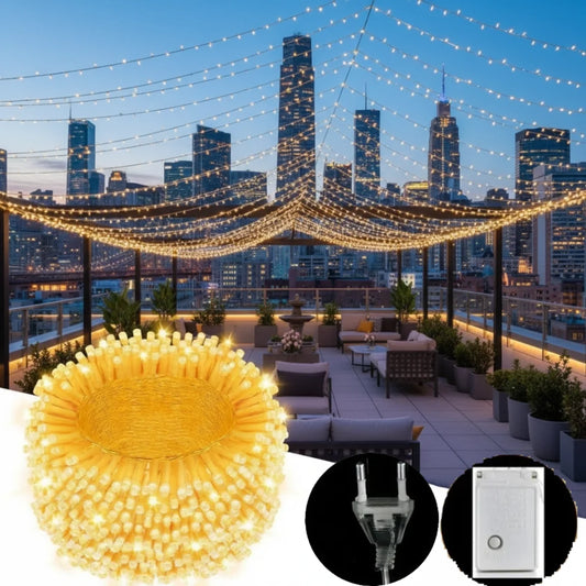 Holiday LED String Lights Outdoor Use 10/20/50m 220V EU/US Plug LED String Lights for Parties, Holidays, and Wedding Decorations