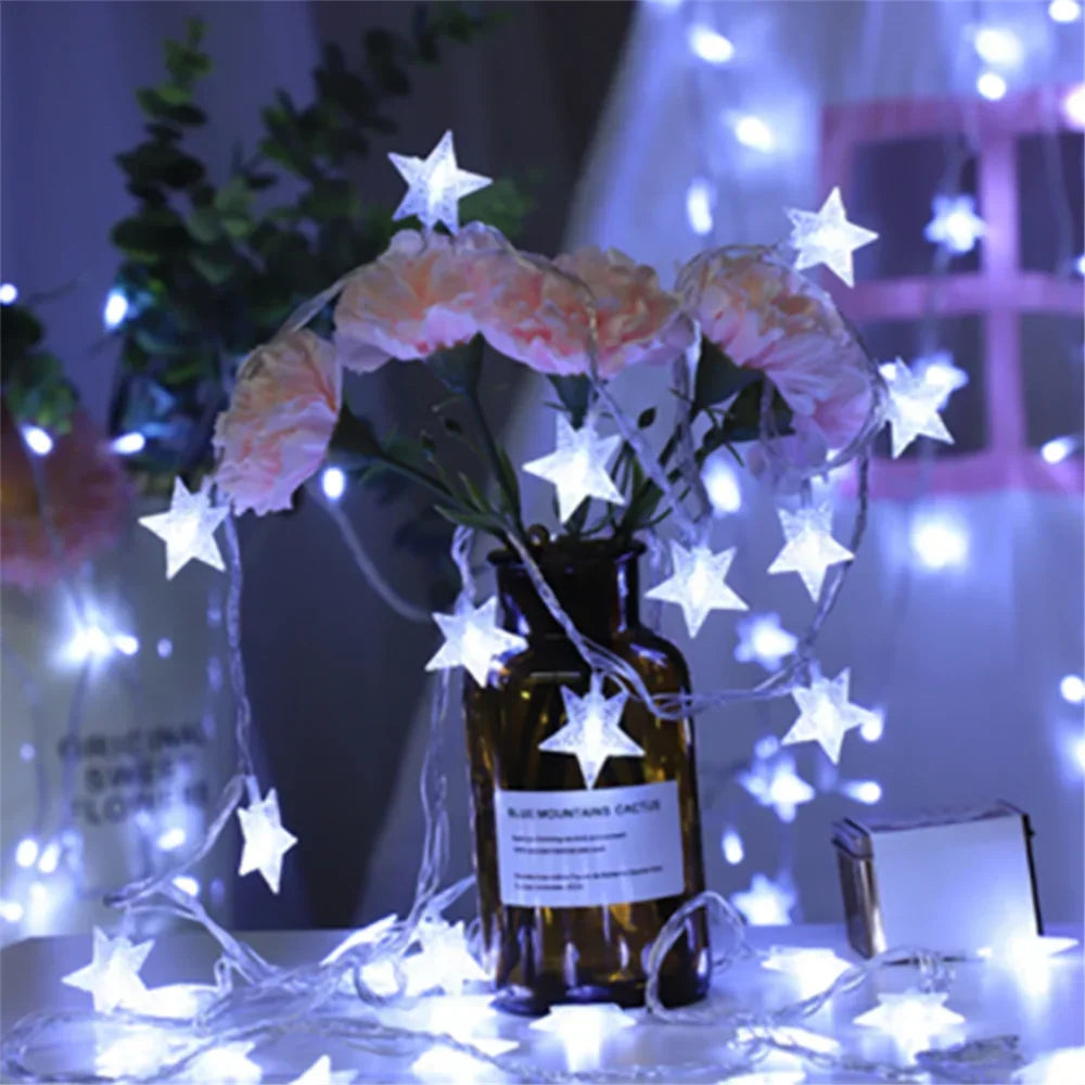 Enchanting Star Fairy String Lights – LED Garland Lights for Garden, Wedding & Holiday Decor