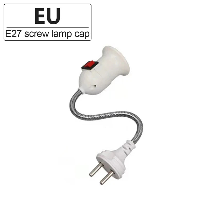 E27 Plug-In Rotary Lamp Socket Converter with On/Off Switch