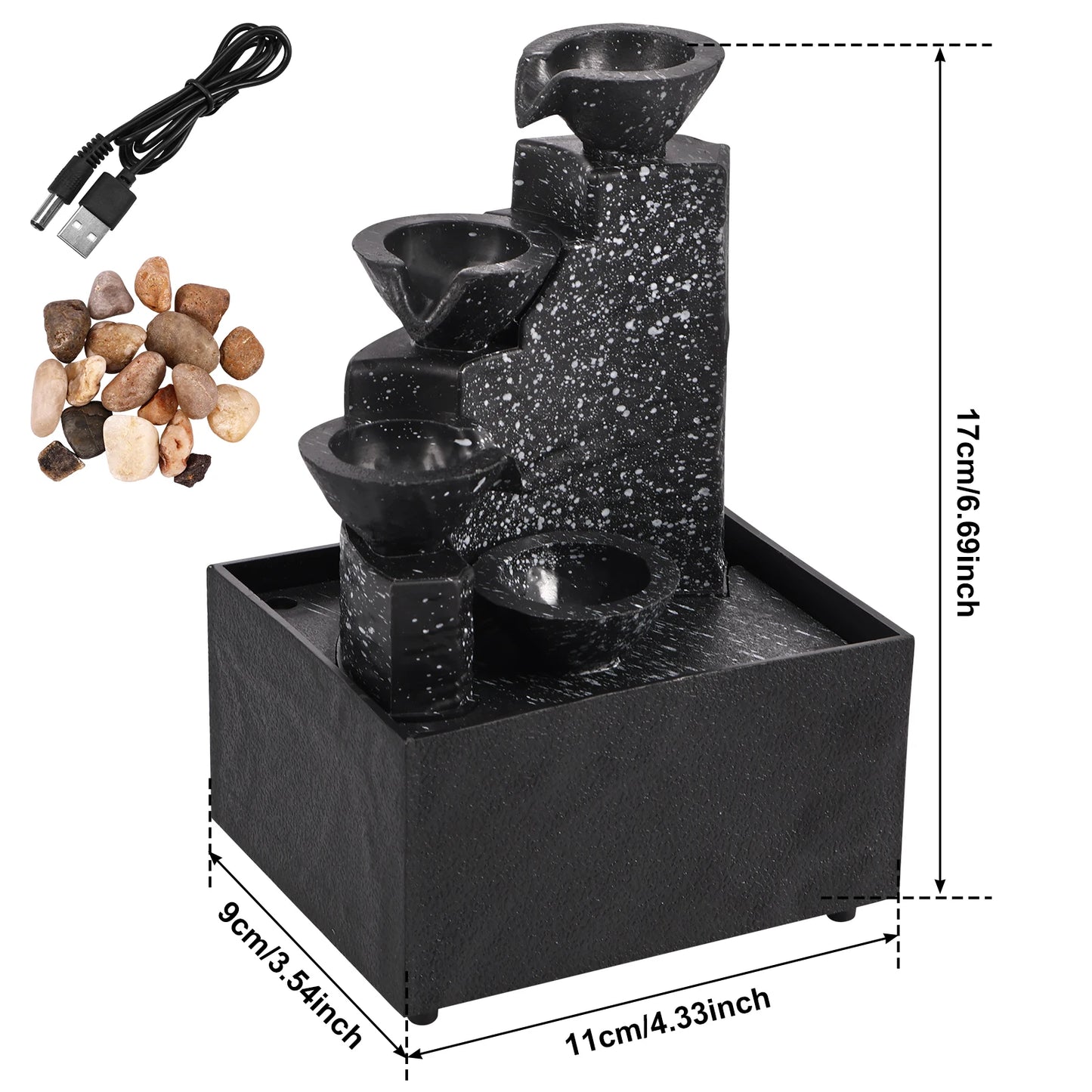 Desktop Waterfall Relaxation Fountain – LED Meditation Decor