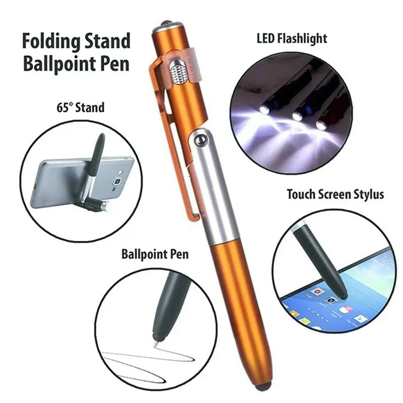 4-in-1 Multifunction Pen – LED Light, Phone Stand & Stylus