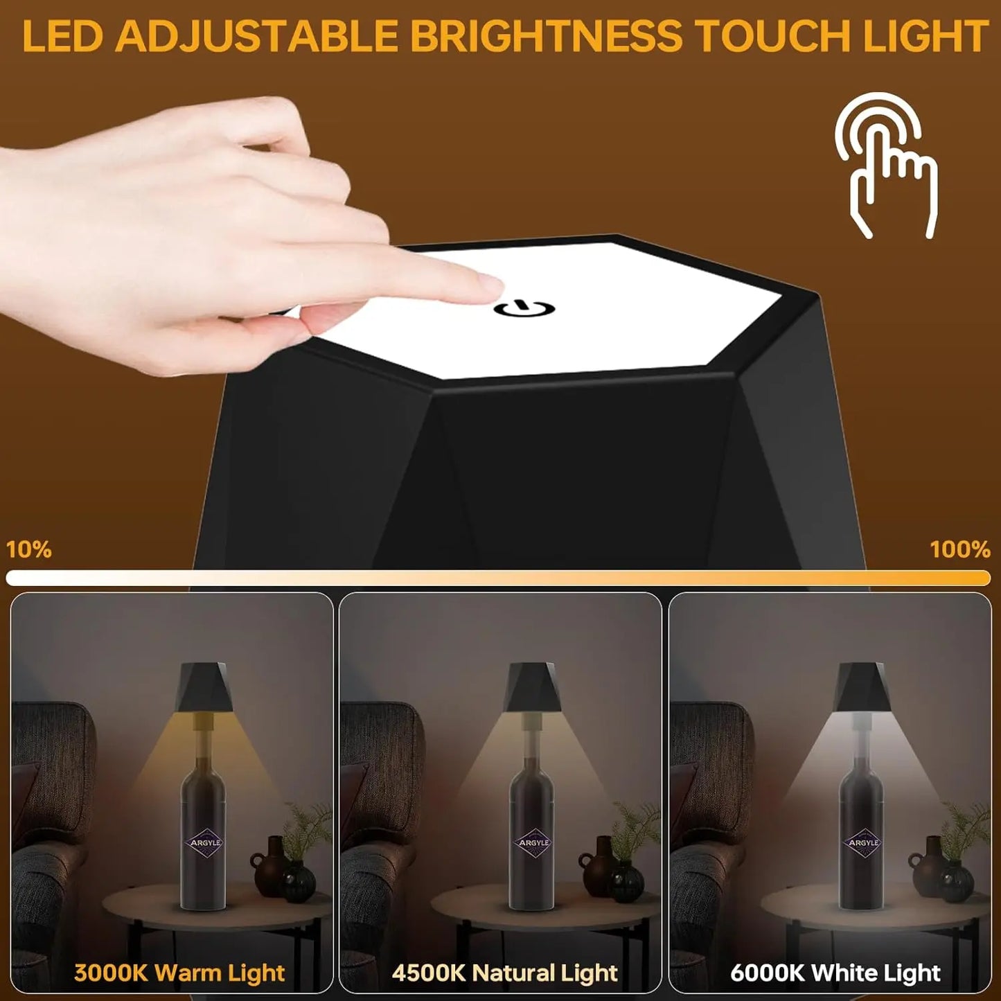 Wireless Rechargeable Bottle Table Lamp – Touch Dimming Mood Light