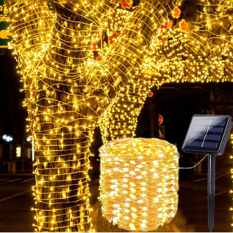 Solar-Powered Outdoor Garden Twinkle Fairy Lights – Waterproof LED String Lights 6m-33m
