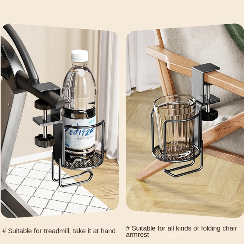 Clamp-On Desk Cup Holder – 360° Rotating No-Drill Drink Holder