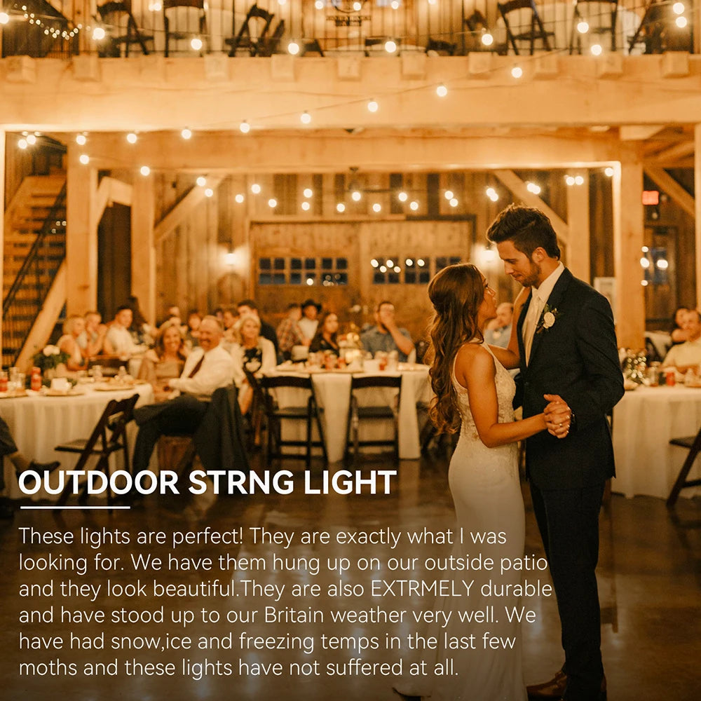 Premium Dimmable S14 Outdoor String Lights – IP65 Waterproof LED Patio Lights