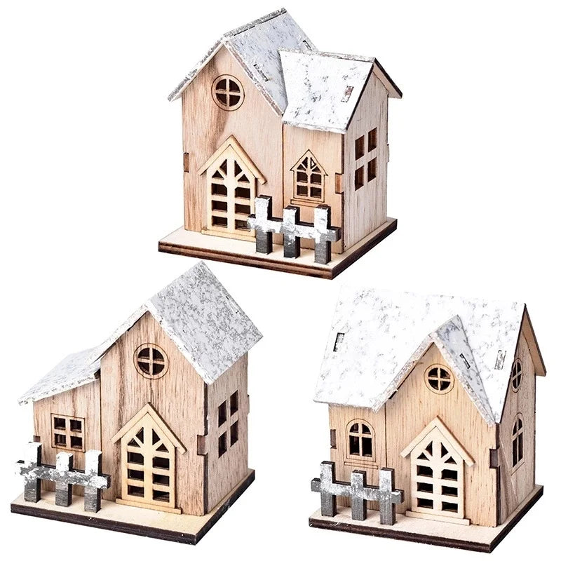 LED Light-Up Wooden Christmas Cabin – Festive Home Decor