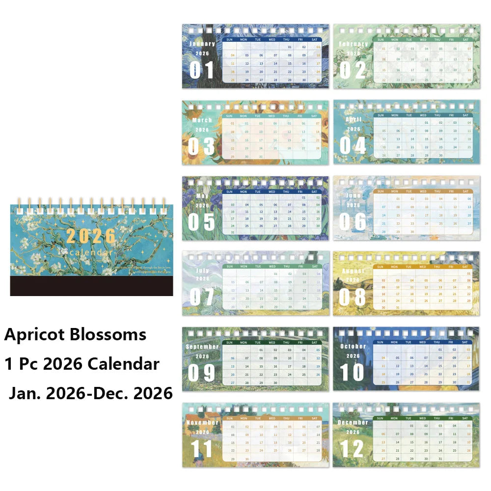 2026 Vintage Art Desk Calendar with Memo Notes