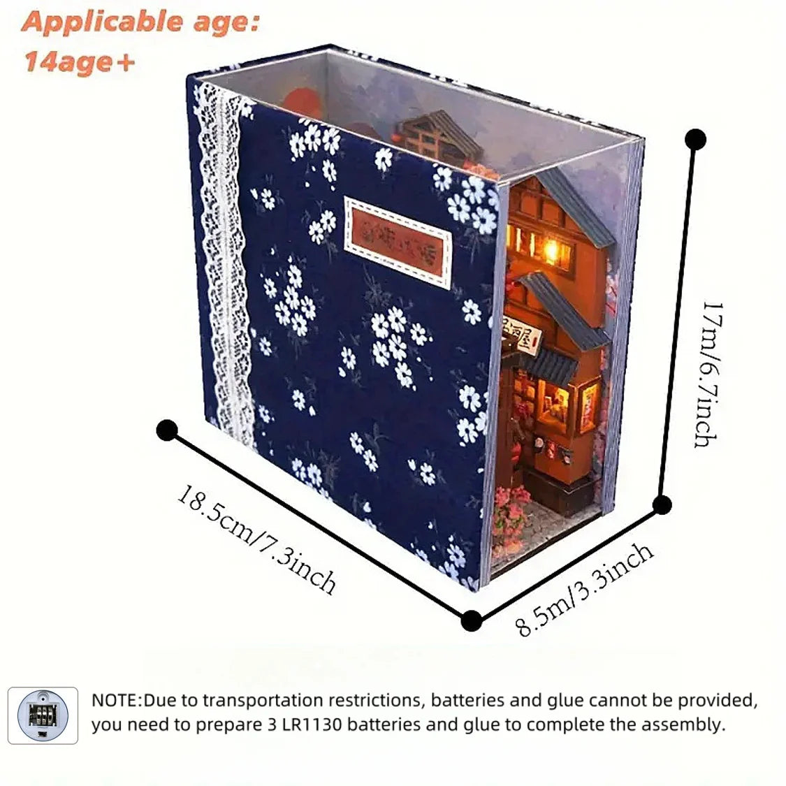 DIY Book Nook Diorama Kit – Miniature Bookshelf Insert with LED