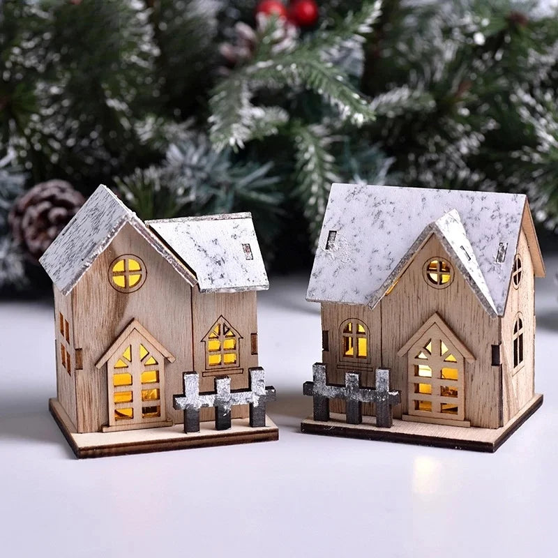 LED Light-Up Wooden Christmas Cabin – Festive Home Decor