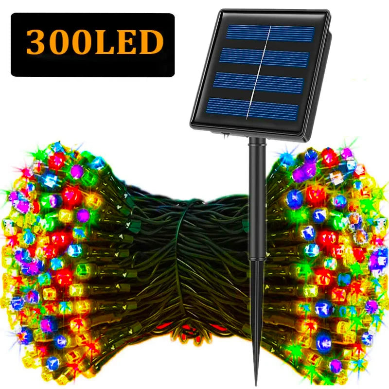 Solar-Powered 300 LED String Lights – 8 Modes Waterproof Outdoor Fairy Lights