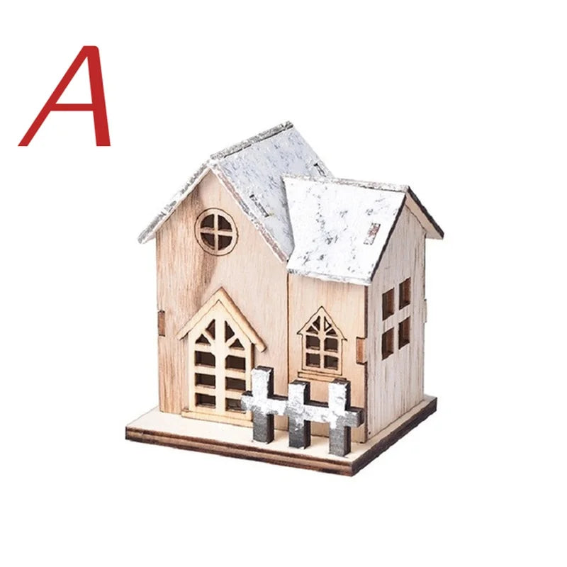 LED Light-Up Wooden Christmas Cabin – Festive Home Decor