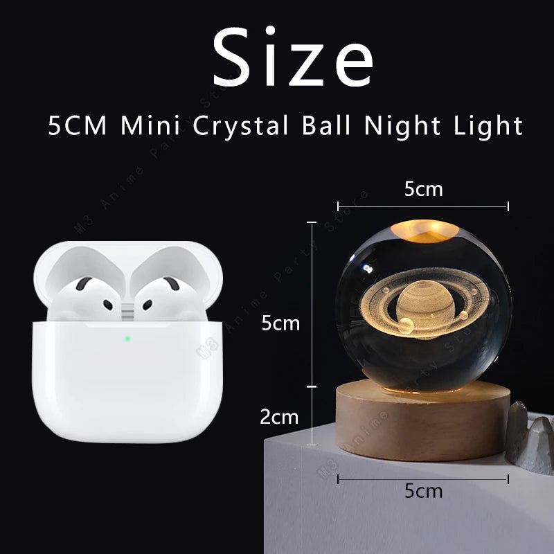 3D Crystal Ball Night Light – Galaxy Moon Solar System LED Lamp