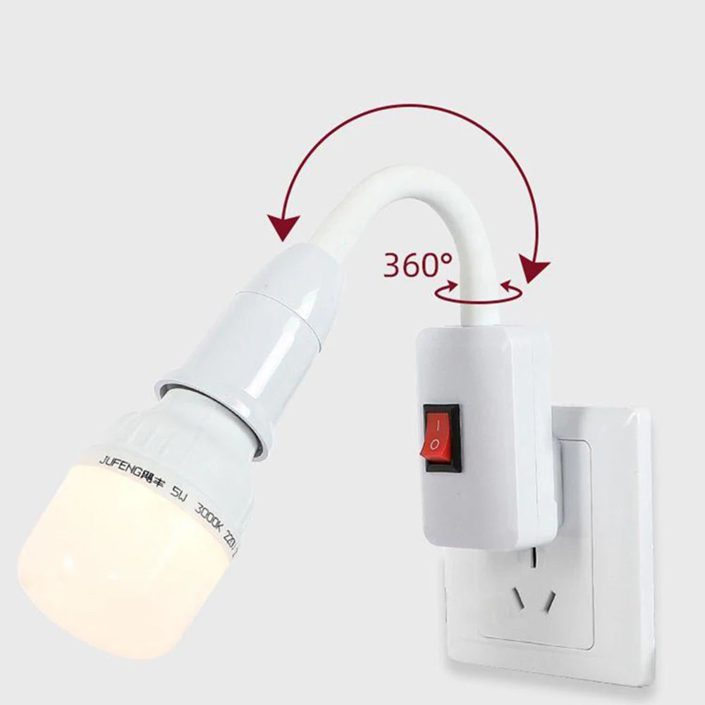 E27 Plug-In Rotary Lamp Socket Converter with On/Off Switch