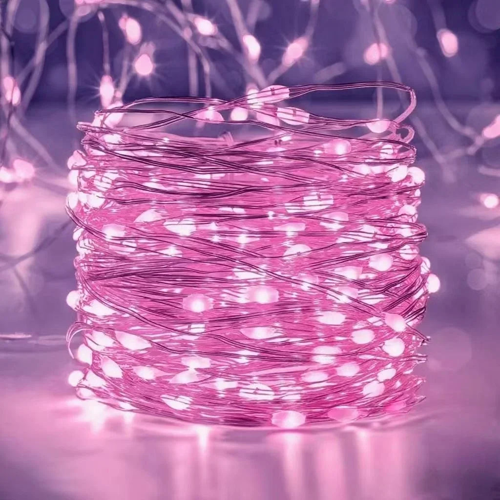 Battery-Powered Copper Wire String Lights – 10 to 100 LED Fairy Lights for Holiday & Event Decor