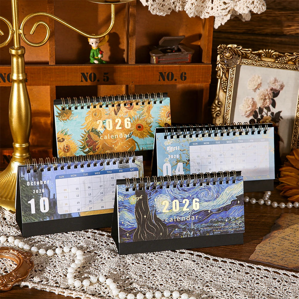2026 Vintage Art Desk Calendar with Memo Notes