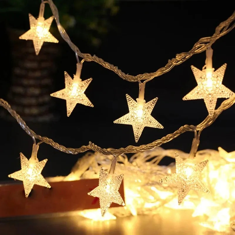 LED String Lights Outdoor Star Chain Lights Garland Lights Bulb Fairy Lights Party Home Wedding Garden Christmas Decor