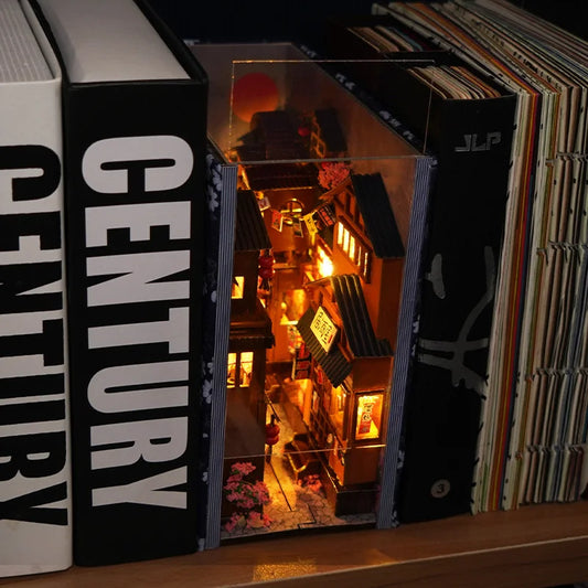 DIY Book Nook Diorama Kit – Miniature Bookshelf Insert with LED