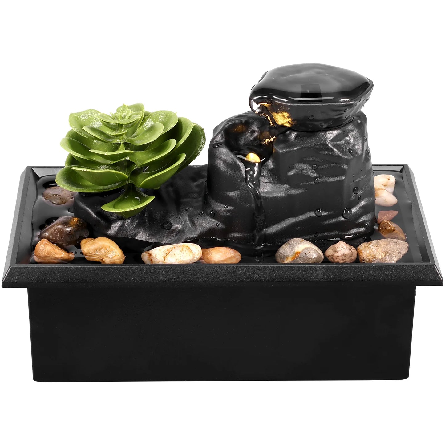 Desktop Waterfall Relaxation Fountain – LED Meditation Decor