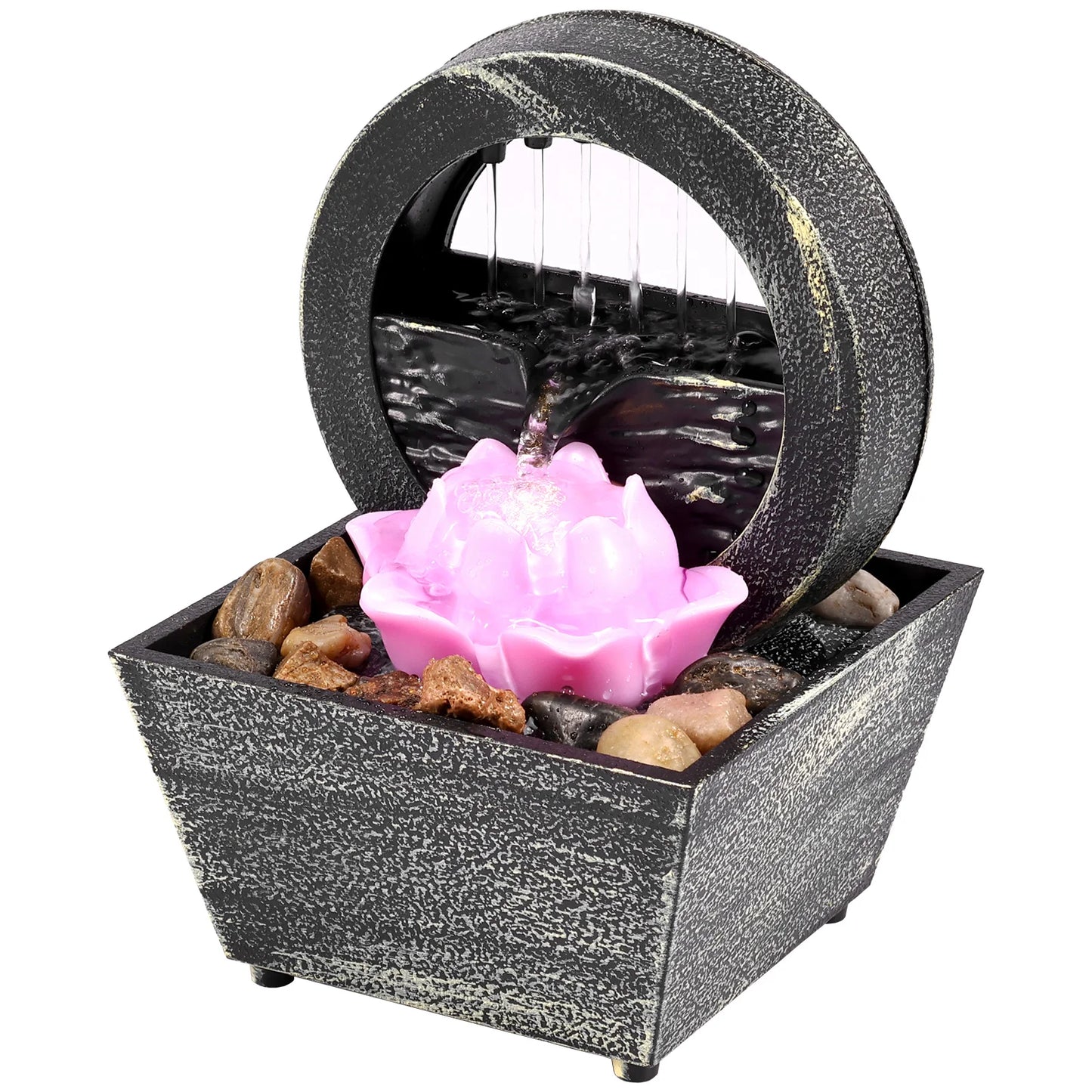 Desktop Waterfall Relaxation Fountain – LED Meditation Decor